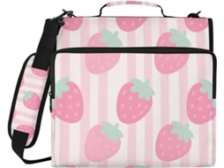 Conjunto de 3 brincos de argola rosa com estampa Morango, zíper resistente e alça de ombro. Inclui bolsa com compartimento ideal para guardar os brincos.