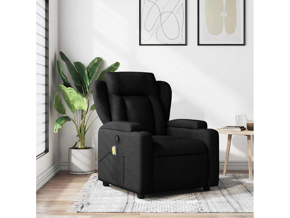 Vidaxl Poltrona De Massagem Reclinável Em Tecido Preto
