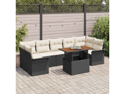Vidaxl Conjunto De Sofá De Jardim 8 Unid. Preto Rattan Sintético