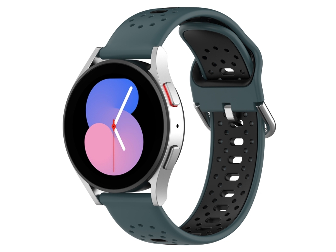 Bracelete Silicone Respirável Duas Cores para Samsung Galaxy Watch 45mm Verde Oliva + Preto XIAOMOYU