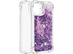 Capa Areia Líquida Brilhante para iPhone 13 Mini HONGWE. Anti-Choque Transparente