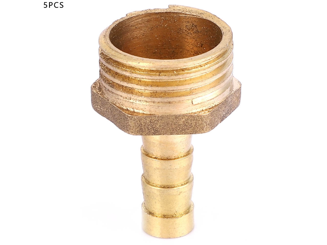 5 Peças Conector Macho Bsp De Latão Com Mangueira Barbada 8mm Adaptador Acoplamento (1/2")
