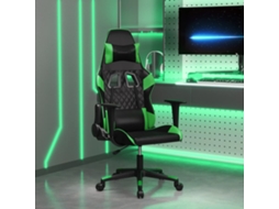 Vidaxl Cadeira Gaming Massagens Couro Artificial Preto E Verde