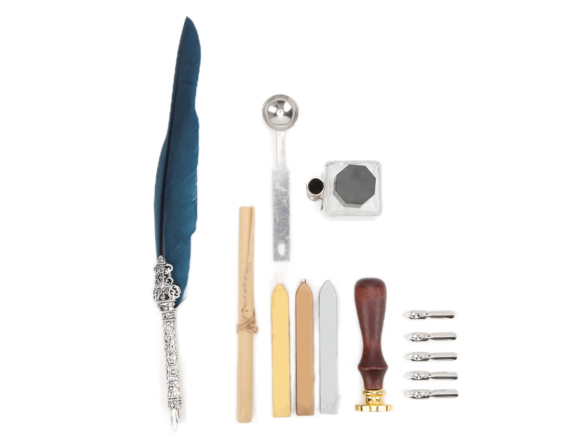 Caneta Pluma Suave Design Retro Presente Azul Marinho Sfdps038033