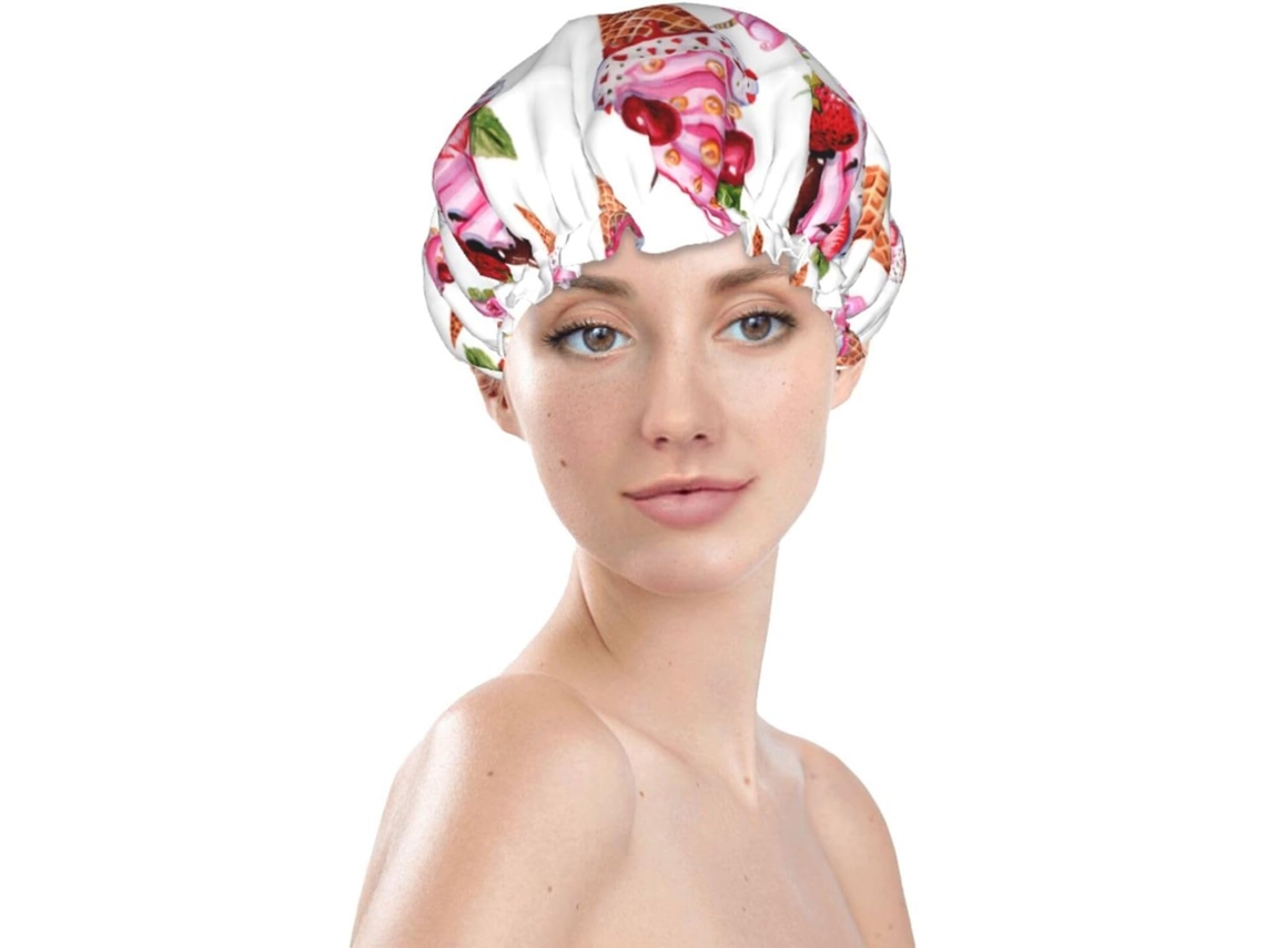 Touca De Banho Feminina, Reutilizável, Impermeável, Dupla Camada, Com Elástico, Ideal Para Cabelos Longos, Rosa