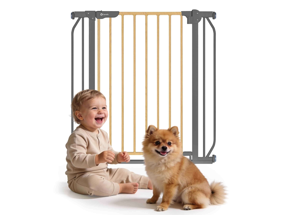 Grande Porta De Proteção Lionelo Truus Slim 75-105cm - Limiar 1,5cm - 2 Extensões - Fecho Automático Cinzento