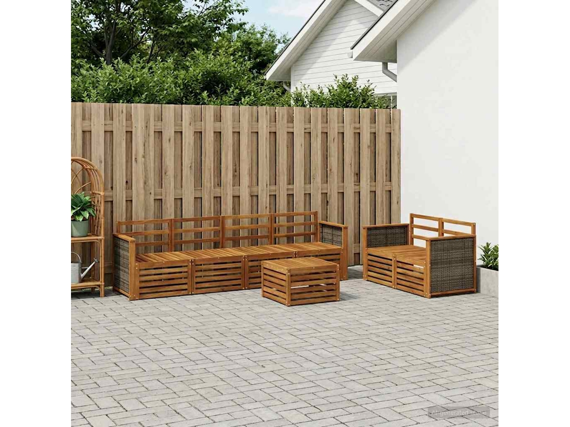 Vidaxl Conjunto De Sofás Para Exterior 7 Pcs Natural