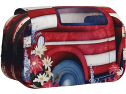 Estojo Adorável Com 2 Compartimentos Zíper, Grande Capacidade Para Escola, Viagens E Escritório, Patriótica
