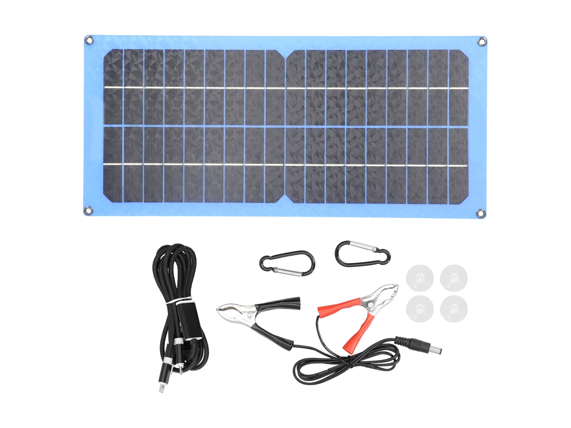 Kit de Painel Solar Flexível 15w 18v Módulo Fotovoltaico Carregador Portátil para Rv Camping Senderismo