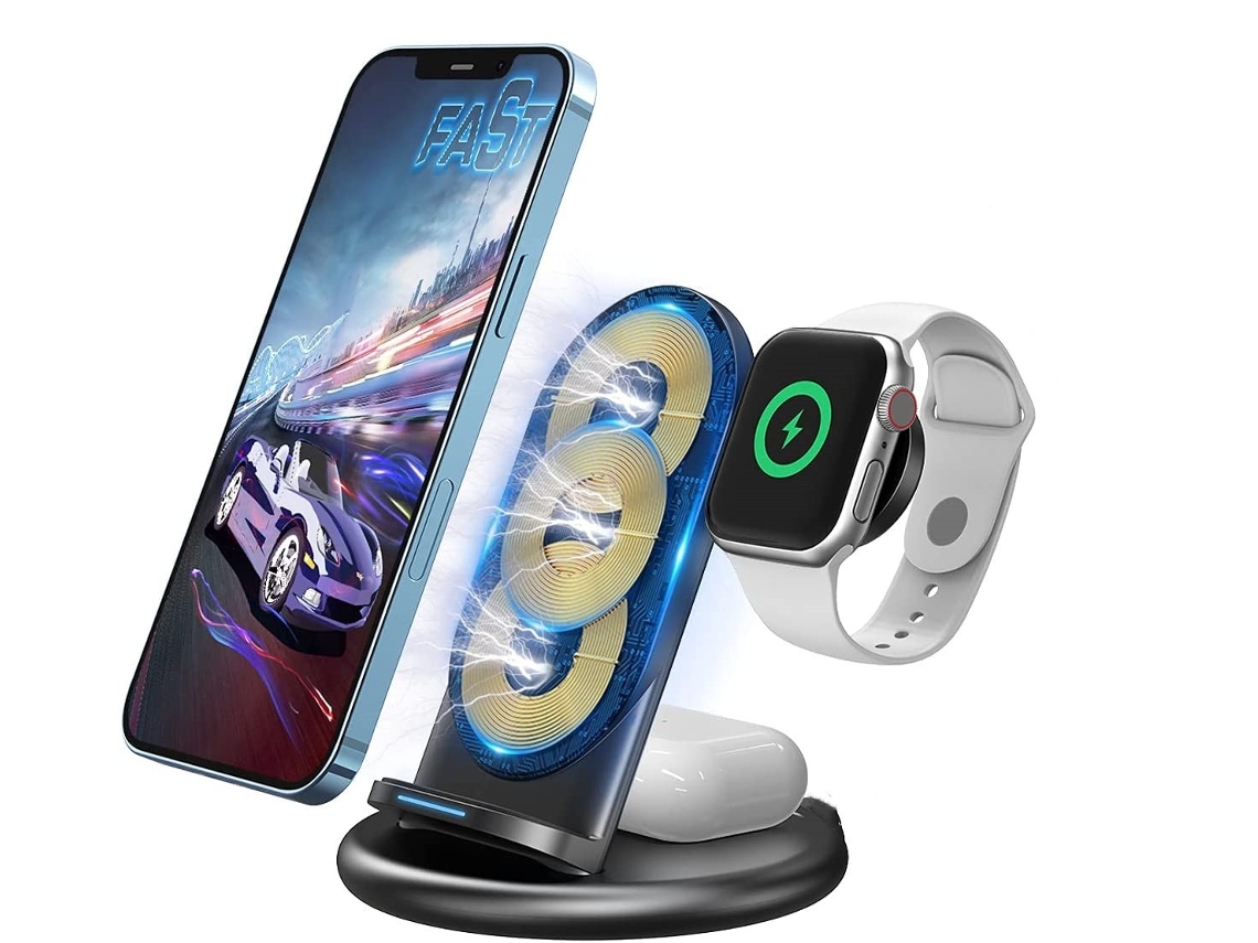 Estação de Carregamento Sem Rápida Qi para iPhone 12 Pro Max/12 Mini YIZHOOD Preto