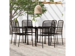 Vidaxl 7 Pcs Conjunto De Jantar Para Jardim Preto