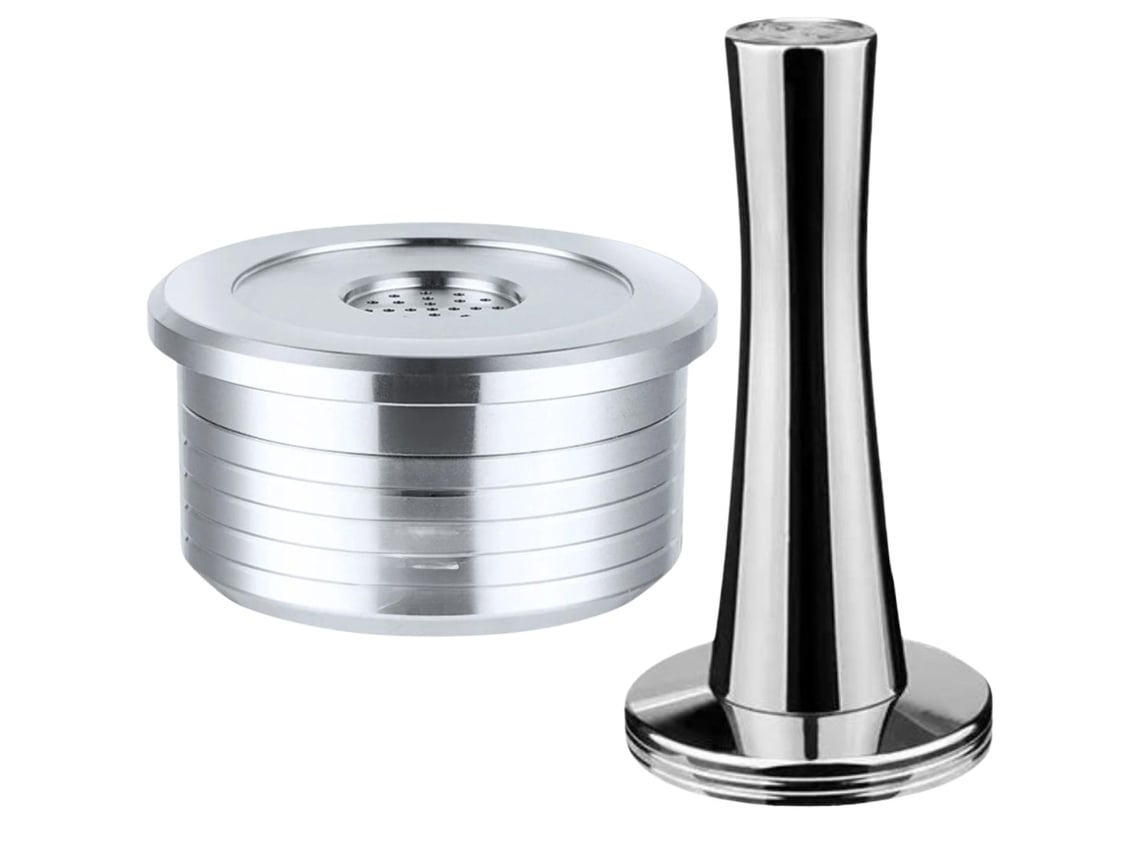 Cápsula Reutilizável Aço Inox e Compactador para Cafeteira Delta Q Mini Milk Qool