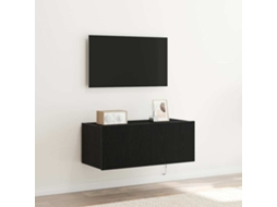 Vidaxl Armário de Tv de Parede com Led Carvalho Preto 80 X 35 X 31 Cm