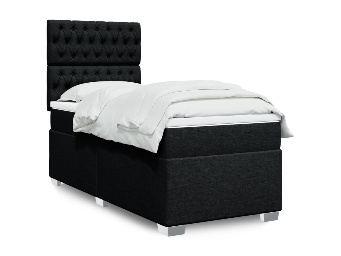 Vidaxl Cama Com Molas/colchão 90x190 Cm Tecido Preto