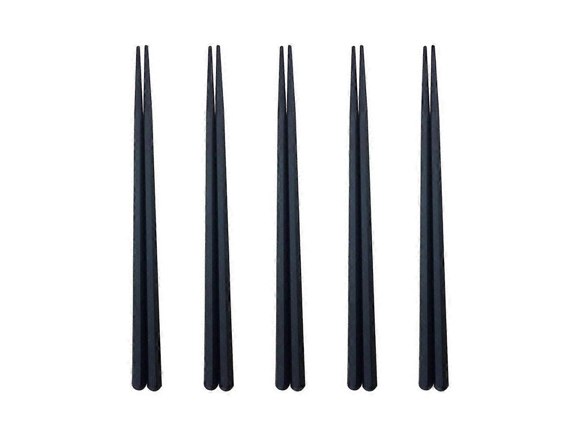 Conjunto de 5 pares de pauzinhos japoneses para chef, estilo sushi wakasa, em plástico resistente, ideais para culinária asiática, uso doméstico, 22,3 x 0,7 cm, cor preta.