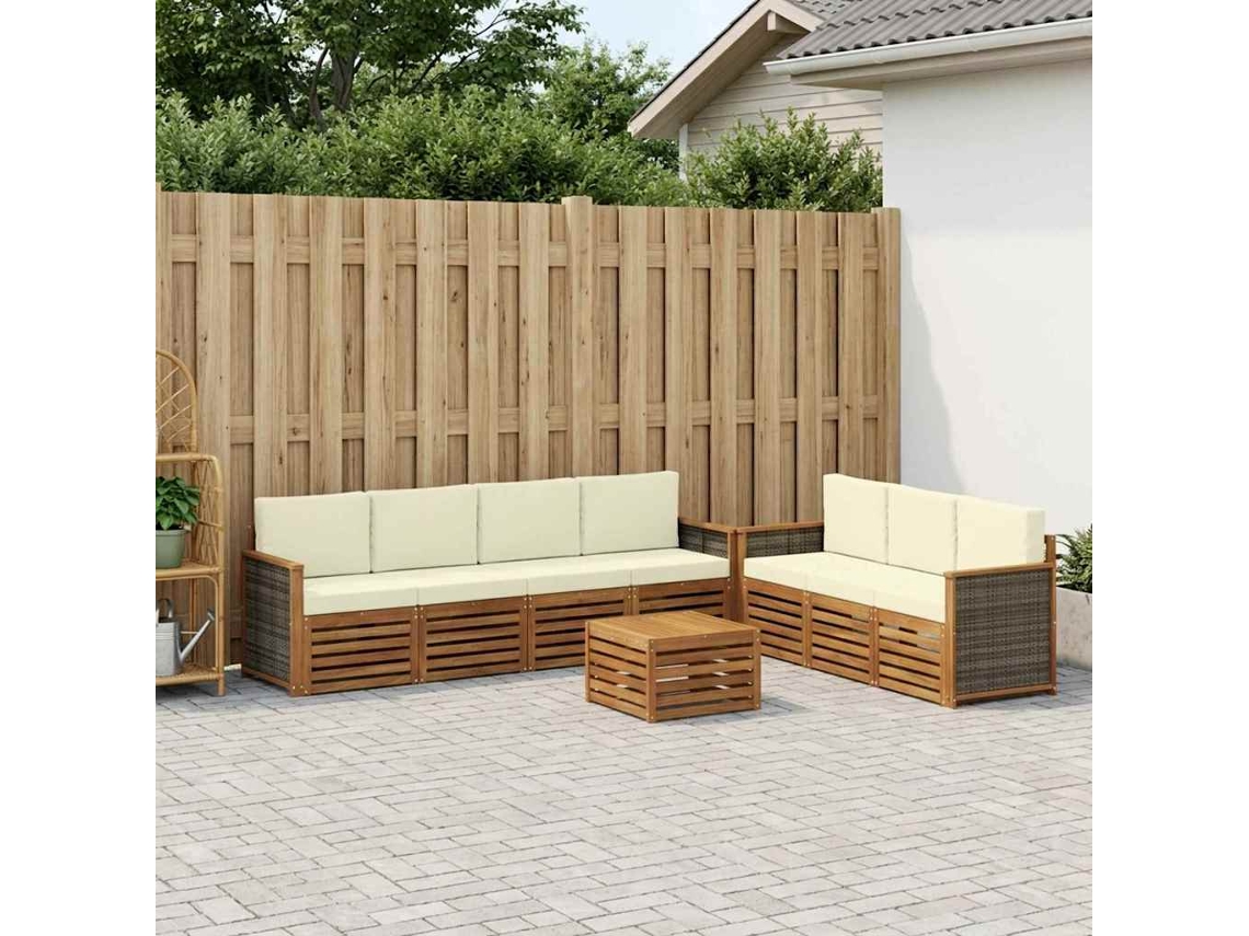 Vidaxl Conjuntos De Sofás Com Almofada 8 Pcs Madeira Sólida De Acácia