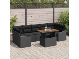 Vidaxl Conjunto De Sofá De Jardim 8 Unid. Preto E Marrom