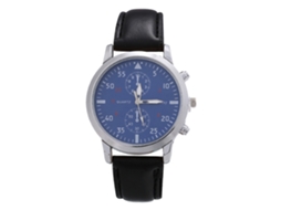 Relógio de Pulso Masculino de Quartzo com Pulseira de Couro Pu Estilo Conciso Black
