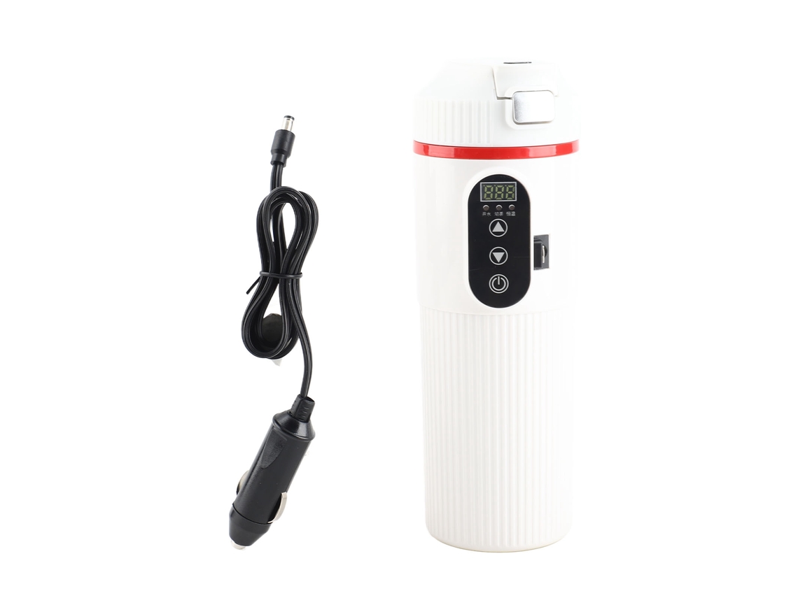 Laxiscreed Copo Elétrico Para Carro 500ml, Aquecedor Térmico Com Listras Verticais Branco