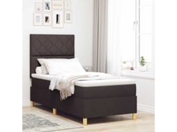Vidaxl Cama Box Spring Led Marrom Escuro 100 X 200 Cm Tecido