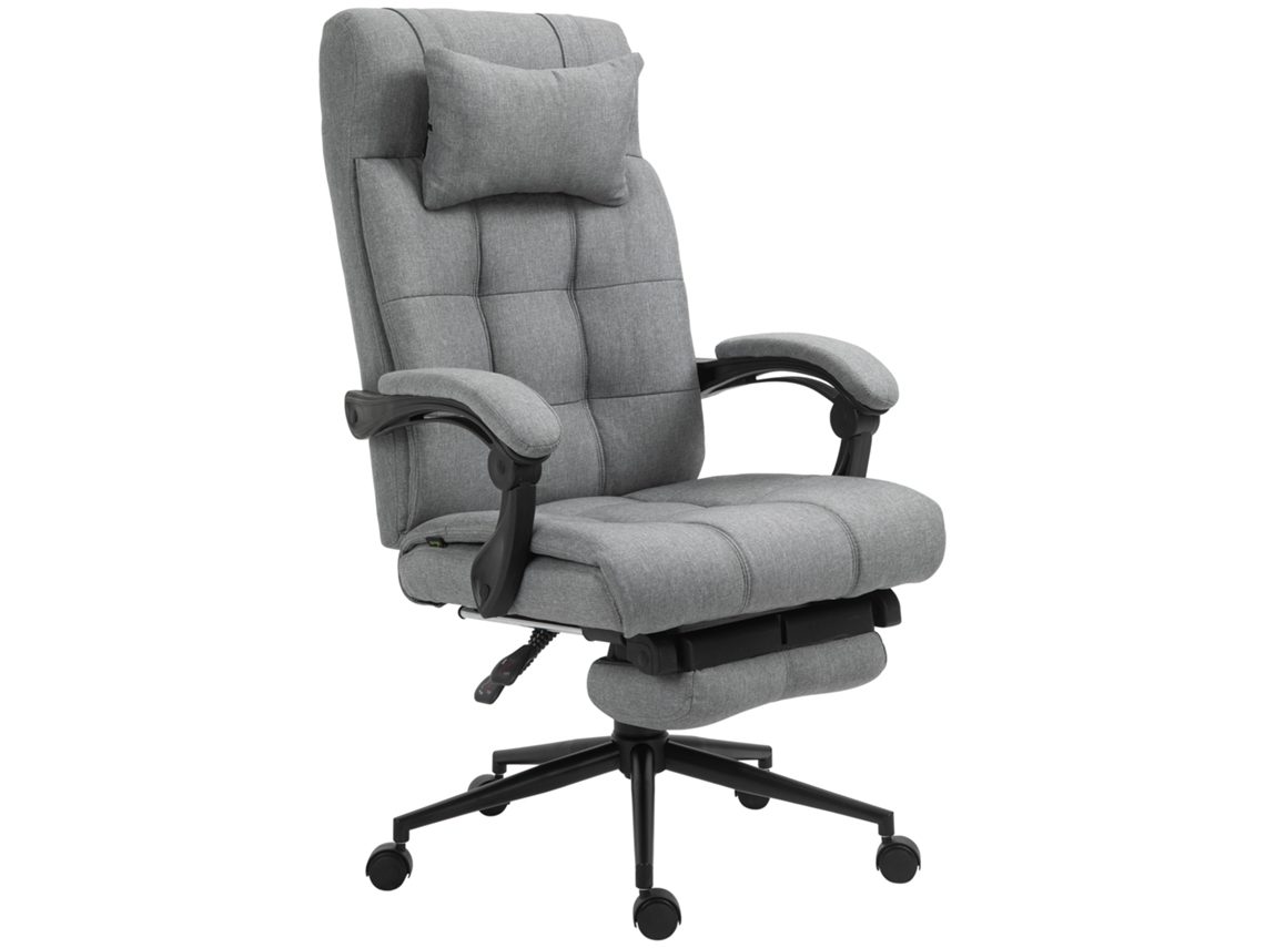 Cadeira de Escritório com Massagem BTFORUS, giratória 360°, com altura ajustável, balanço, bolsa lateral, linho, bege