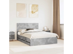 Vidaxl Estrutura Da Cama Cinzento 140 X 190 Cm Madeira De Engenharia