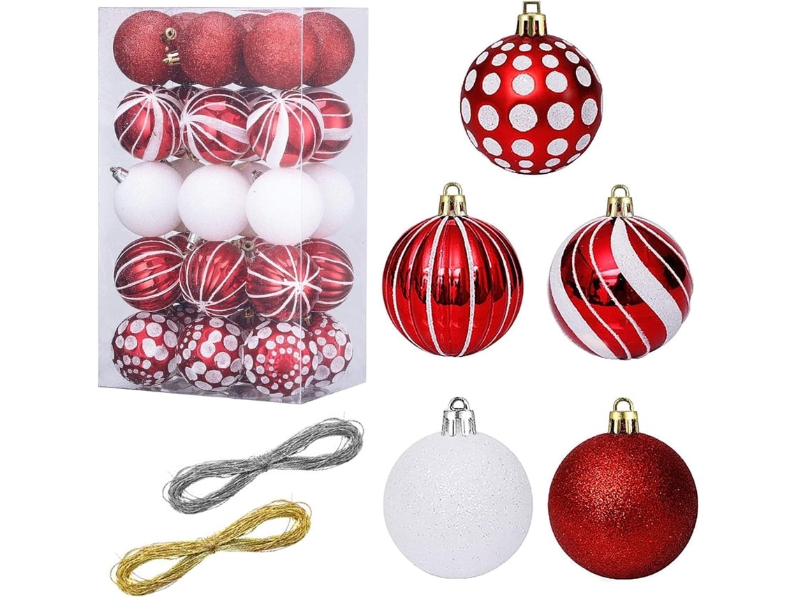 30 Bolas de Natal Vermelhas para Decorar uma Árvore, Ergonômico, Uso Diário STELASPLEN