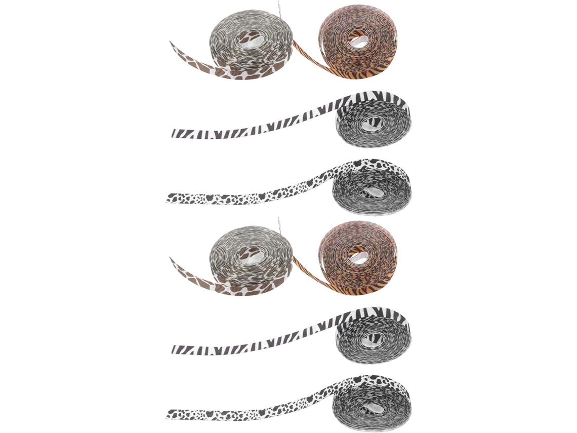Conjunto Nolitoy de 8 fitas com estampa animal, 1cm x 4,5m, estampa de leopardo, para artesanato, decoração de festas e