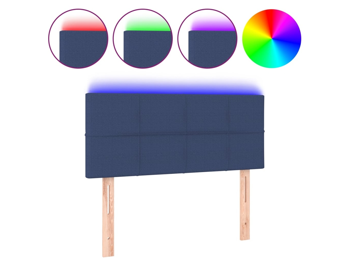 Cabeceira de Cama com Luzes Led Tecido Azul MAISON EXCLUSIVE (80x5x78 cm)