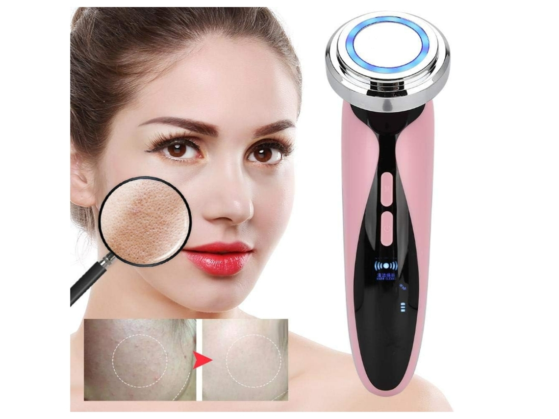 Massageador Facial Elétrico Yunzii Anti Rugas Massagem Facial Ems Rejuvenescimento Da Pele Vibração Remoção De Rugas Rosa