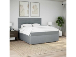 Vidaxl Cama com Molas/colchão 200x200 Cm Tecido Cinza claro