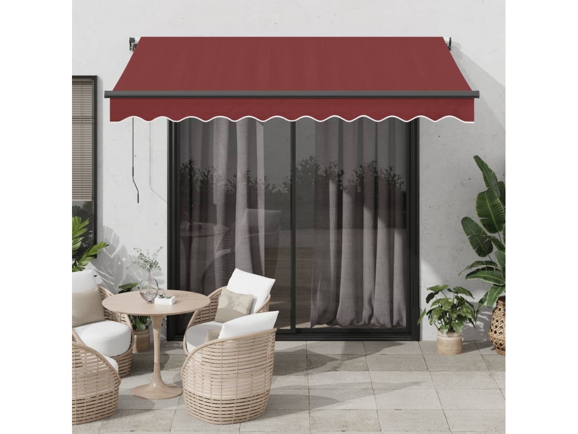 Vidaxl Toldo Retrátil Automático Com Luzes Led 350x250 Cm Bordô