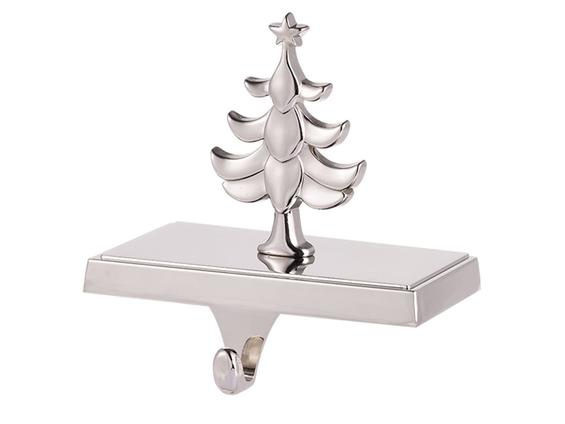 Suporte para Meia de Natal em Metal Prateado, Gancho Árvore Acessório para Lareira, Antiderrapante, Ergonômico, Uso Diário STELASPLEN