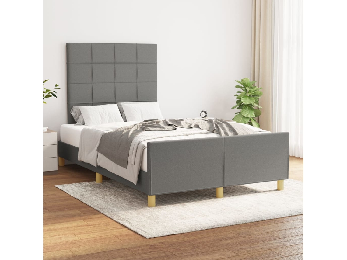 Vidaxl Estrutura De Cama Sem Colchão 120x200 Cm Tecido Cinzento-escuro