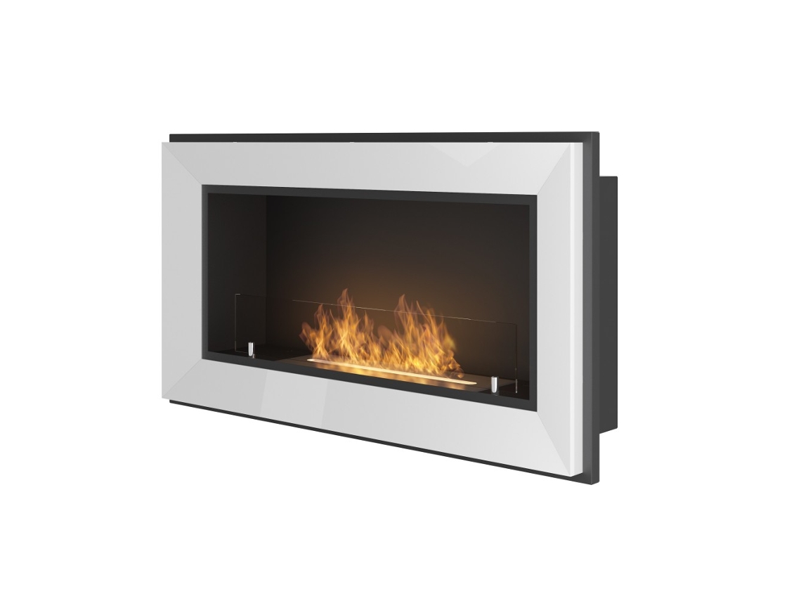 Lareira Embutida A Bioetanol Frame 900 Simplefire Em Branco Com Vidro Sololed
