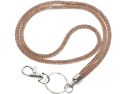 Pescoço Multifuncional Feminino Com Strass E Elegante Chaveiro De Metal Para Crachá E Celular- Acessório