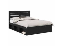 Estrutura da Cama Preto 150x200 cm Madeira de Pinheiro Sólida MAISON EXCLUSIVE
