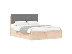 Estrutura de Cama com Cabeceira Estofada Cinzento Claro MAISON EXCLUSIVE