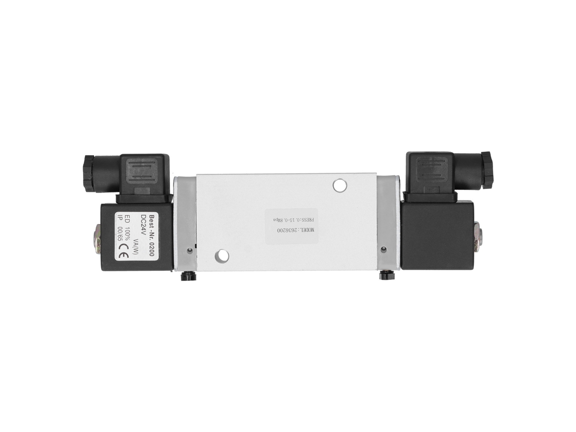 Válvula Solenóide 2 Posições 5 Vias De 2 Enrolamentos Dc 24v G1/4in Para Suministros Industriais