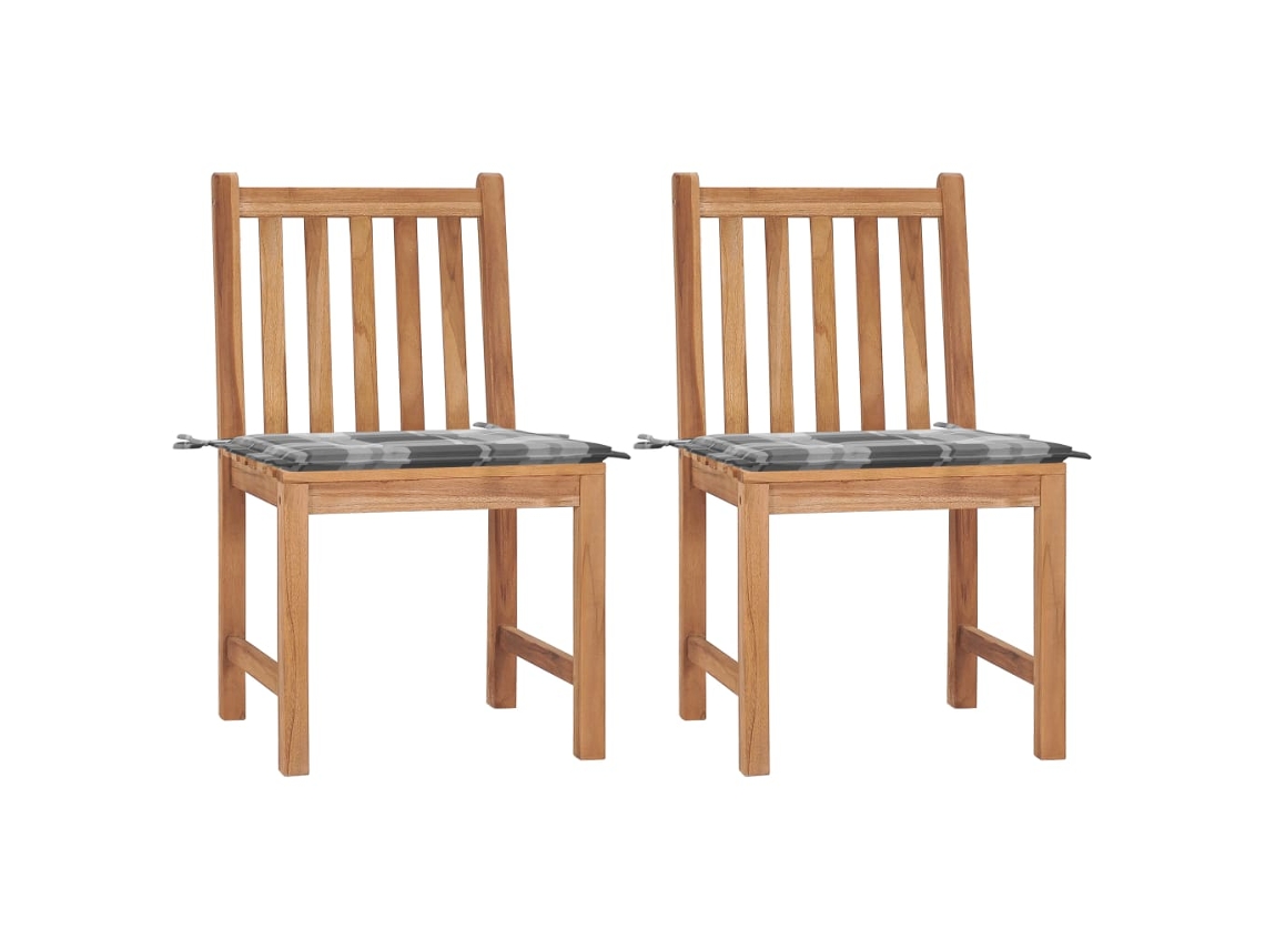 Vidaxl Cadeiras De Jardim C/ Almofadões 2 Pcs Madeira De Teca Maciça