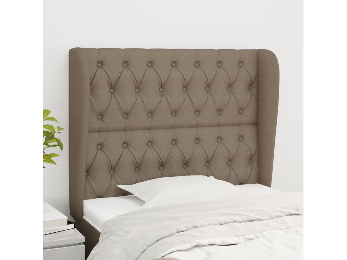 Cabecero con Trabillas de Tela 103x23x118/128 Cm Gris-Marrón