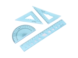 Conjunto De Quatro Réguas Haofy Plástico Macio E Transparente Azul, Ideais Para Crianças E Estudantes Ferramentas De