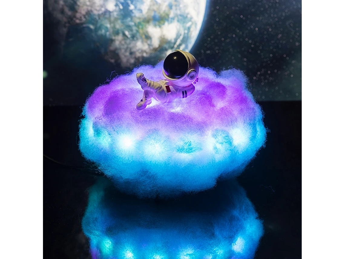 Luz Noturna Astronauta Led Com Nuvens Coloridas