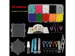 Kit para Fazer Bijuterias , Incluindo Contas Mágicas Criativas e Placa de Encaixe. MDUG (10 Cores 1200 Peças)