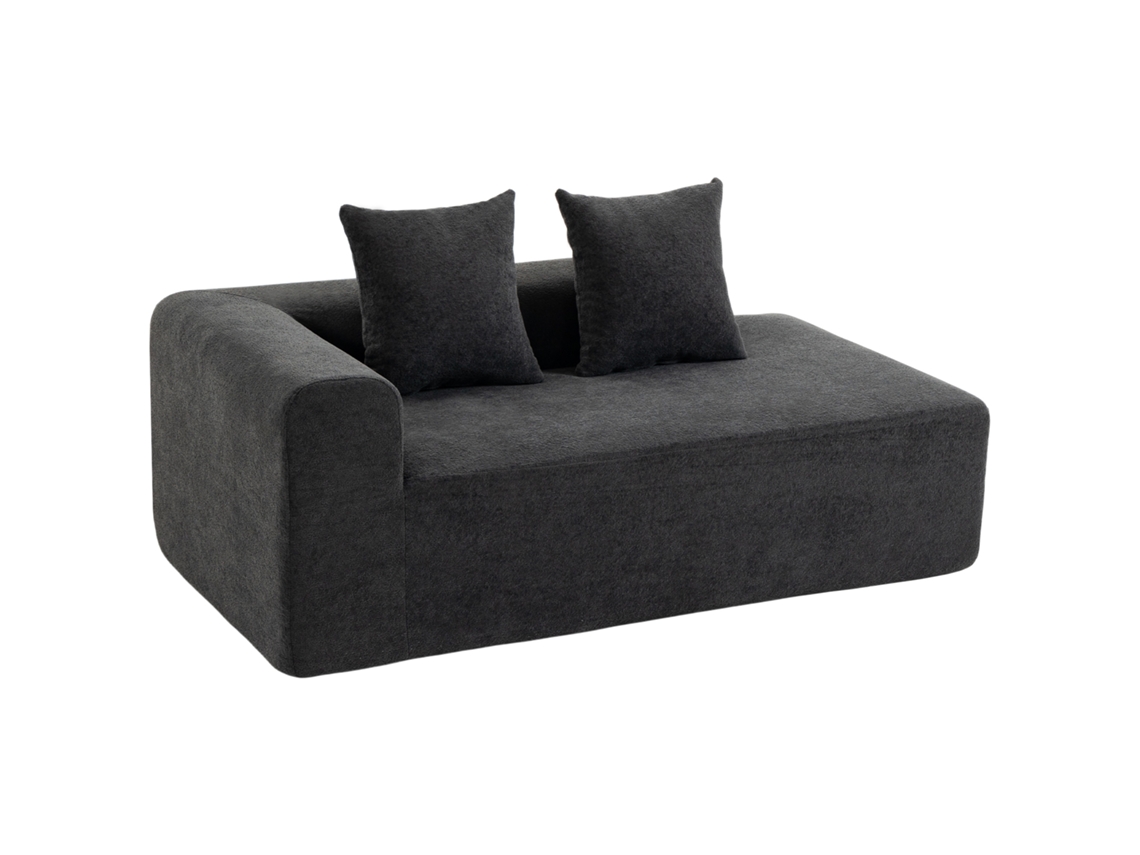 Sofá De 2 Lugares Cinzento Escuro Em Chenille Com Molas E 2 Almofadas 171,5x91,5x83 Cm
