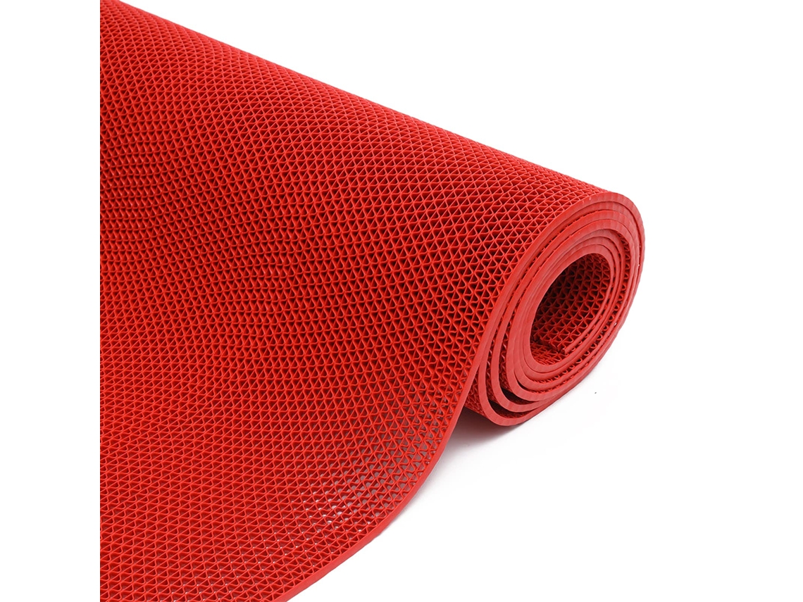 Tapete Antiderrapante de Pvc para Banheiro e Cozinha , Rolo Grande, Malha Vazada, Ecológico. MDUG (vermelho)