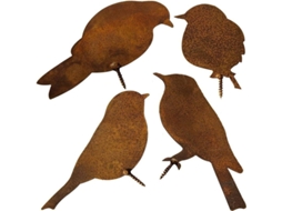 Estacas de jardim com figuras de pássaros enferrujados, com montagem de parafusos ZYBLSSBB
