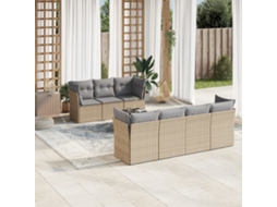Vidaxl 8 Pcs Conjunto De Sofás P/ Jardim Com Almofadões Vime Pe Bege