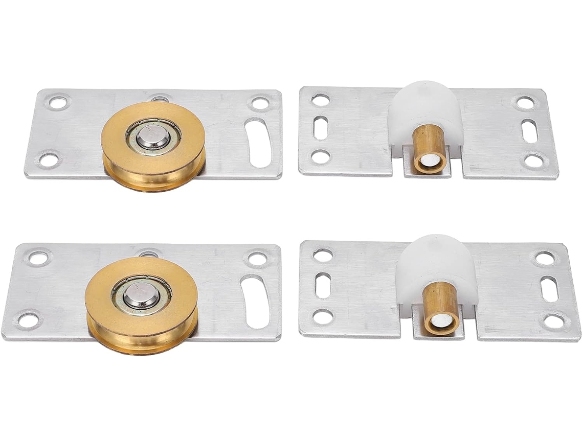 2 Conjuntos De Roldanas Para Portas Correr, Polias De Latão E Aço Inoxidável Para Armários Guarda Roupas, Conjunto De