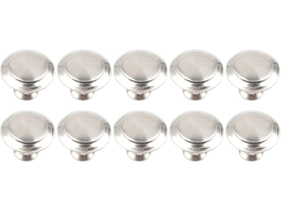 Conjunto De 10 Puxadores Planos Redondos Em Aço Inoxidável, Cor Prata, Com Um Único Furo, Ideais Para Armários E